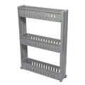 Simplify 3 Tier Slim Rolling Organizer Rack with Wheels Gray Kennedy International: Slim Rolling Storage Cart