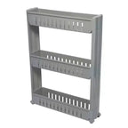 Simplify 3 Tier Slim Rolling Organizer Rack with Wheels Gray Kennedy International: Slim Rolling Storage Cart