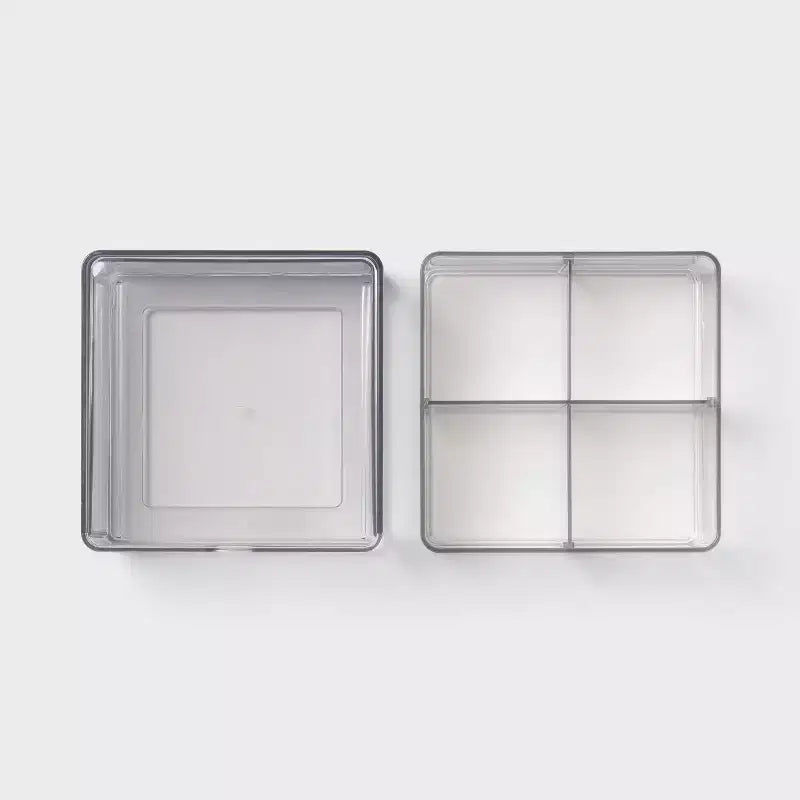 Lot de 2 boîtes de rangement empilables transparentes