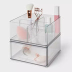 Lot de 2 boîtes de rangement empilables transparentes