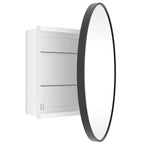 Armoire à pharmacie ronde avec miroir, fixation murale, porte simple, noir mat, 24" × 24"