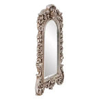 Miroir mural cintré en argent antique, cadre baroque orné, simple