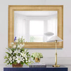 Miroir mural en rotin brun clair, rectangulaire, 27" x 34", 1 pièce