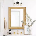 Miroir mural en rotin brun clair, rectangulaire, 27" x 34", 1 pièce
