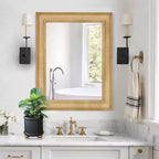 Miroir mural en rotin brun clair, rectangulaire, 27" x 34", 1 pièce