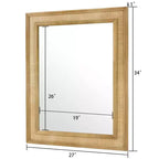 Miroir mural en rotin brun clair, rectangulaire, 27" x 34", 1 pièce