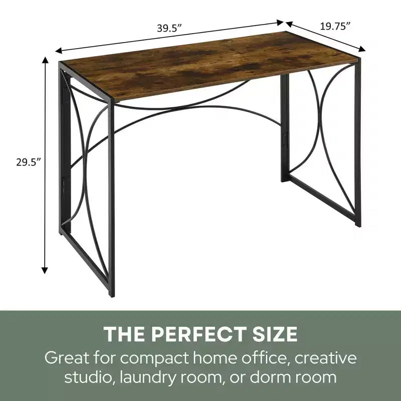 Bureau pliable Bois grange et noir, une personne, style pliable