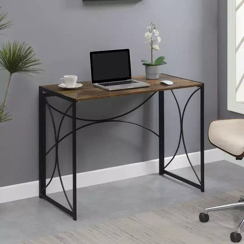 Bureau pliable Bois grange et noir, une personne, style pliable