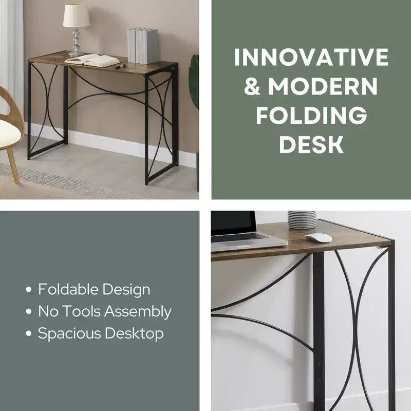 Bureau pliable Bois grange et noir, une personne, style pliable