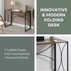 Bureau pliable Bois grange et noir, une personne, style pliable