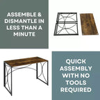 Bureau pliable Bois grange et noir, une personne, style pliable