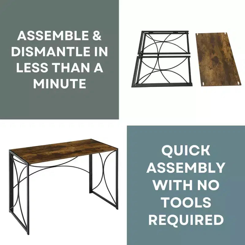 Bureau pliable Bois grange et noir, une personne, style pliable