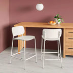Tabourets de bar à hauteur de comptoir en plastique moulé blanc avec base en métal – Ensemble de 2