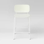Tabourets de bar à hauteur de comptoir en plastique moulé blanc avec base en métal – Ensemble de 2