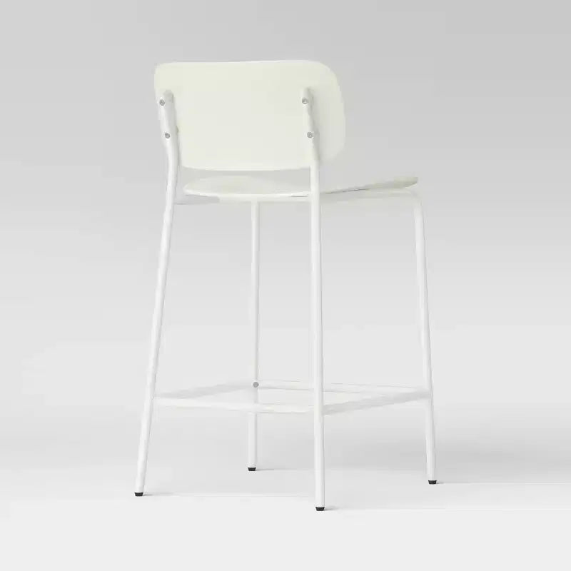 Tabourets de bar à hauteur de comptoir en plastique moulé blanc avec base en métal – Ensemble de 2