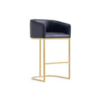 Tabouret de bar bas noir et or en similicuir avec accoudoirs, lot de 2