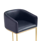 Tabouret de bar bas noir et or en similicuir avec accoudoirs, lot de 2
