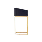 Tabouret de bar bas noir et or en similicuir avec accoudoirs, lot de 2
