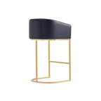 Tabouret de bar bas noir et or en similicuir avec accoudoirs, lot de 2
