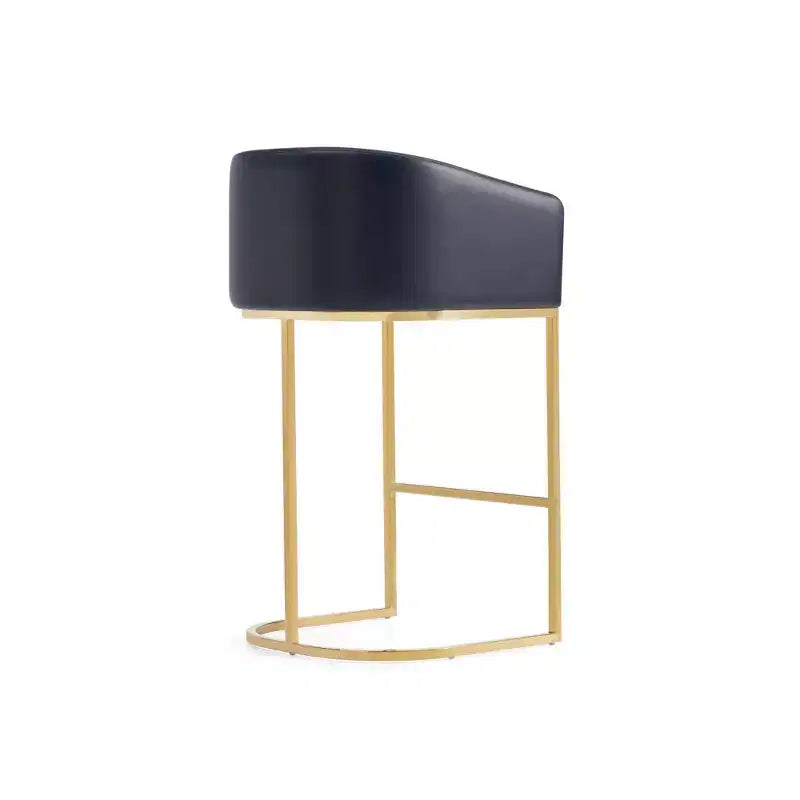Tabouret de bar bas noir et or en similicuir avec accoudoirs, lot de 2