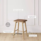 Tabouret de comptoir en similicuir marron, sans dossier, lot de 4
