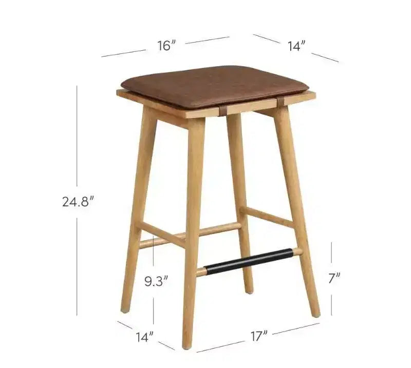Tabouret de comptoir en similicuir marron, sans dossier, lot de 4