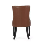 Chaises de salle à manger sans accoudoirs capitonnées marron cognac en similicuir, lot de 4