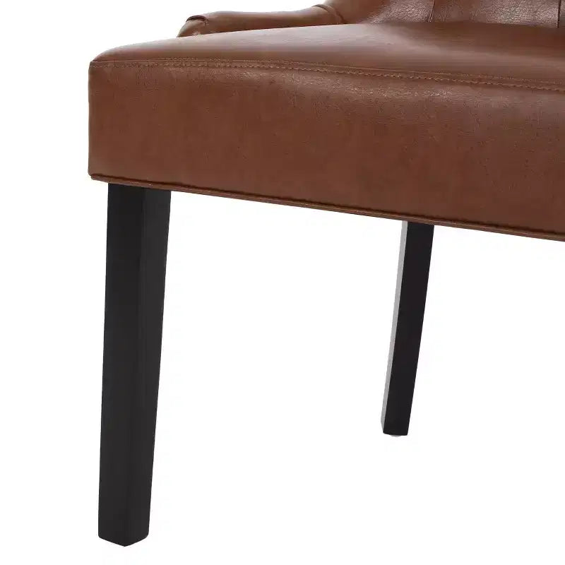 Chaises de salle à manger sans accoudoirs capitonnées marron cognac en similicuir, lot de 4