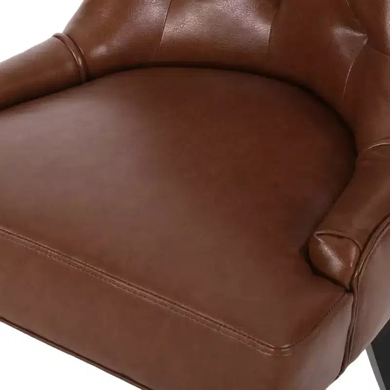 Chaises de salle à manger sans accoudoirs capitonnées marron cognac en similicuir, lot de 4