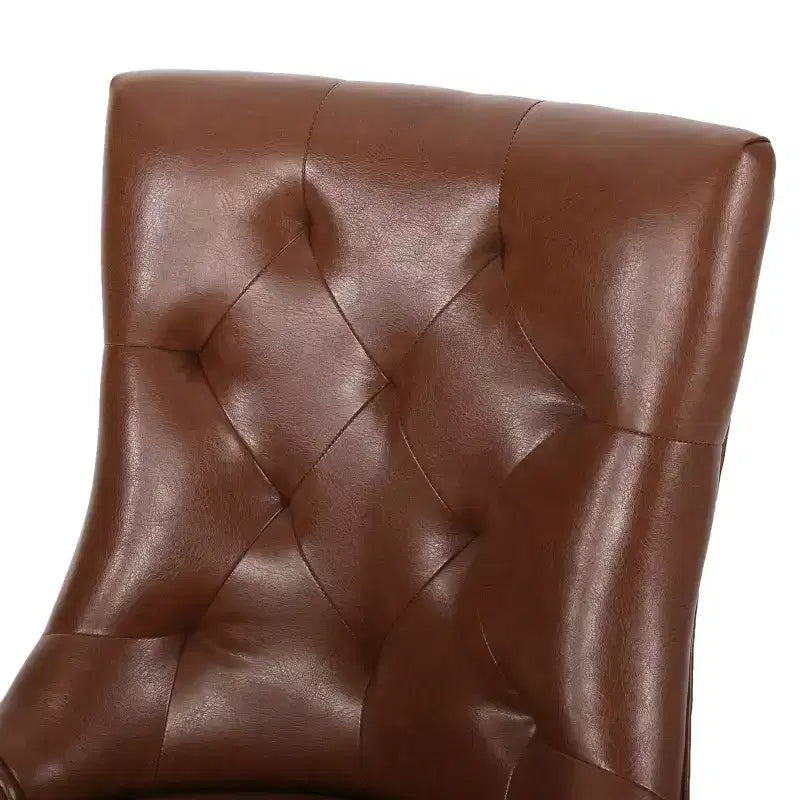 Chaises de salle à manger sans accoudoirs capitonnées marron cognac en similicuir, lot de 4