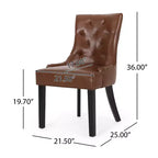 Chaises de salle à manger sans accoudoirs capitonnées marron cognac en similicuir, lot de 4