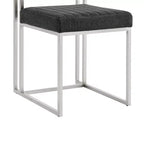Chaise de salle à manger en tissu anthracite, sans accoudoirs, dossier bas, lot de 2
