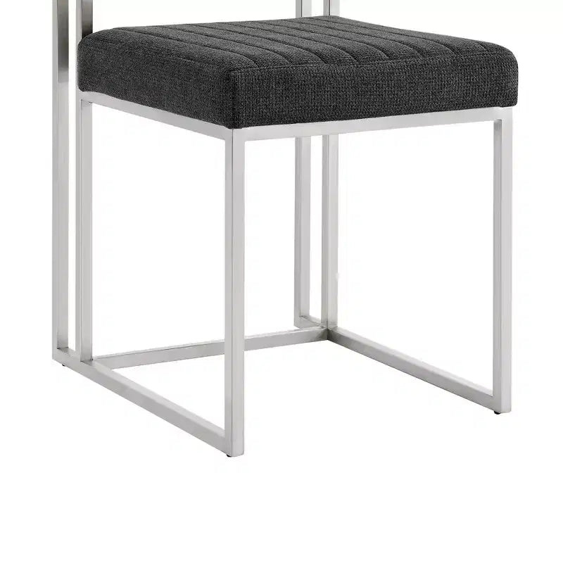 Chaise de salle à manger en tissu anthracite, sans accoudoirs, dossier bas, lot de 2