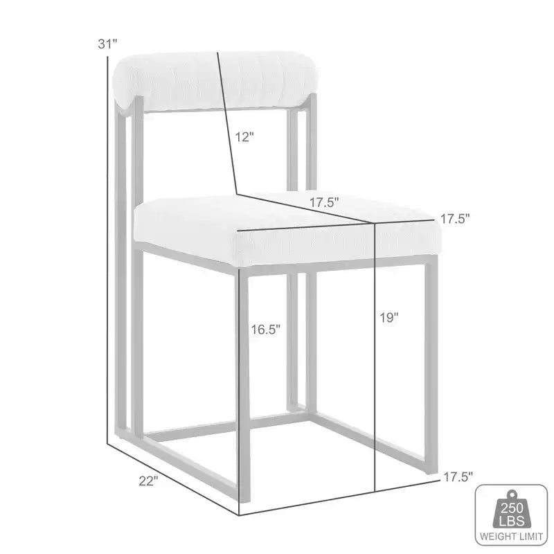 Chaise de salle à manger en tissu anthracite, sans accoudoirs, dossier bas, lot de 2
