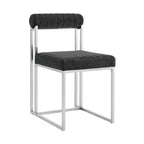 Chaise de salle à manger en tissu anthracite, sans accoudoirs, dossier bas, lot de 2
