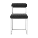 Chaise de salle à manger en tissu anthracite, sans accoudoirs, dossier bas, lot de 2