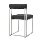 Chaise de salle à manger en tissu anthracite, sans accoudoirs, dossier bas, lot de 2