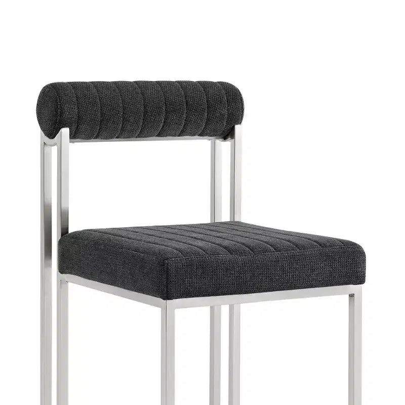 Chaise de salle à manger en tissu anthracite, sans accoudoirs, dossier bas, lot de 2