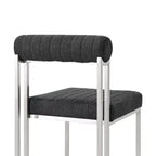 Chaise de salle à manger en tissu anthracite, sans accoudoirs, dossier bas, lot de 2