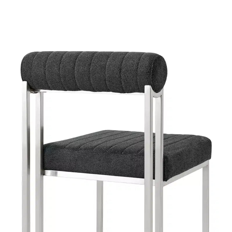 Chaise de salle à manger en tissu anthracite, sans accoudoirs, dossier bas, lot de 2