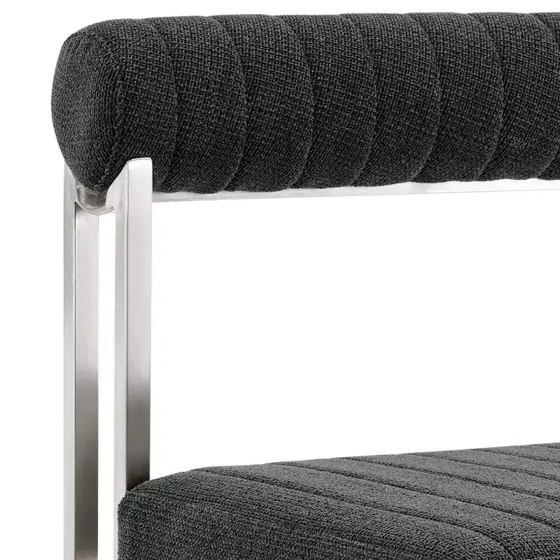 Chaise de salle à manger en tissu anthracite, sans accoudoirs, dossier bas, lot de 2