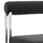Chaise de salle à manger en tissu anthracite, sans accoudoirs, dossier bas, lot de 2