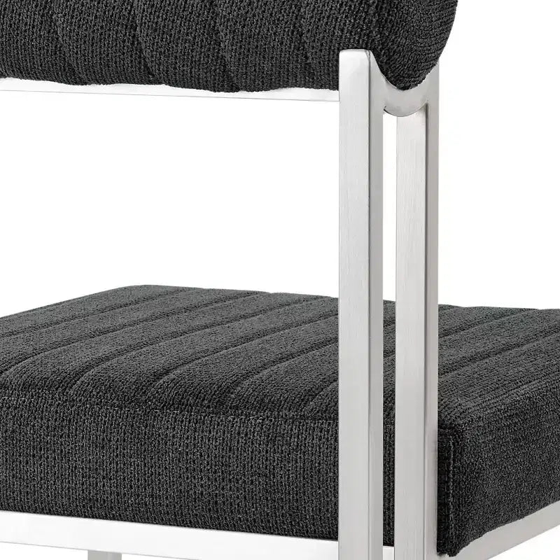 Chaise de salle à manger en tissu anthracite, sans accoudoirs, dossier bas, lot de 2