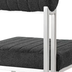 Chaise de salle à manger en tissu anthracite, sans accoudoirs, dossier bas, lot de 2
