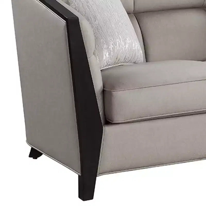 Causeuse en tissu beige avec 2 oreillers, 2 places