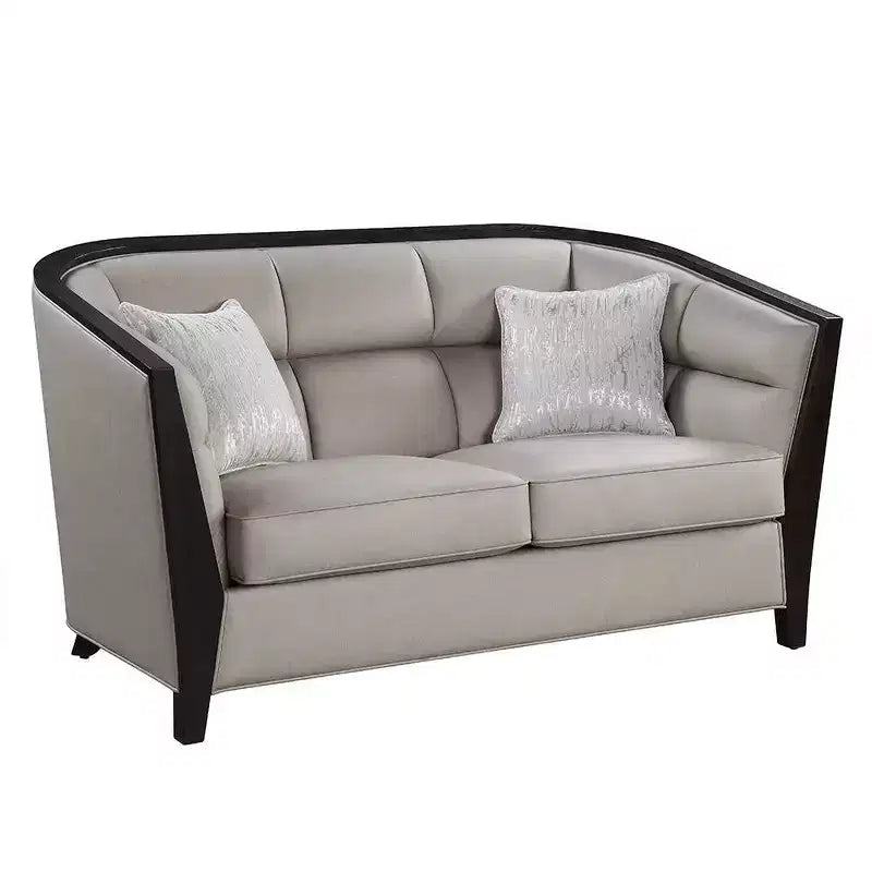 Causeuse en tissu beige avec 2 oreillers, 2 places