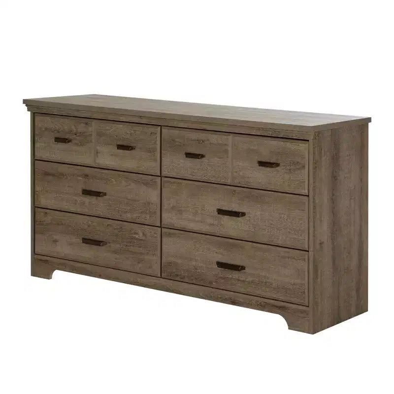 Commode double 6 tiroirs en chêne vieilli – Assemblage par 2 personnes