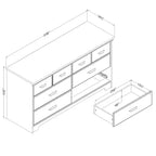 Commode double 6 tiroirs en chêne vieilli – Assemblage par 2 personnes