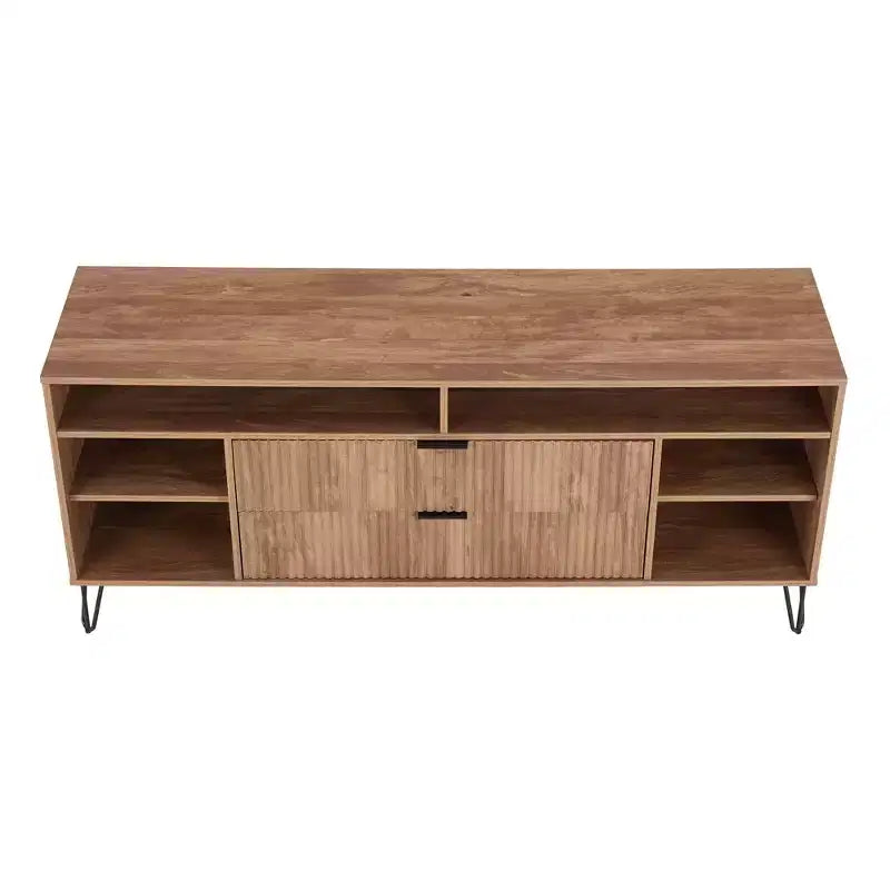 Meuble TV 160 cm pour téléviseurs jusqu'à 60", brun doré, style moderne du milieu du siècle