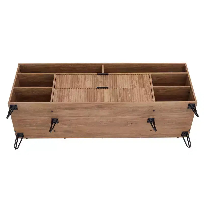 Meuble TV 160 cm pour téléviseurs jusqu'à 60", brun doré, style moderne du milieu du siècle